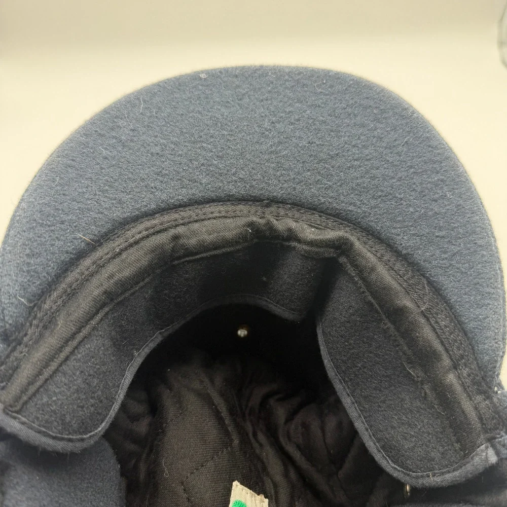 Vintage Swedish Winter Military Hat Cap Wool Ear Flaps Navy 58